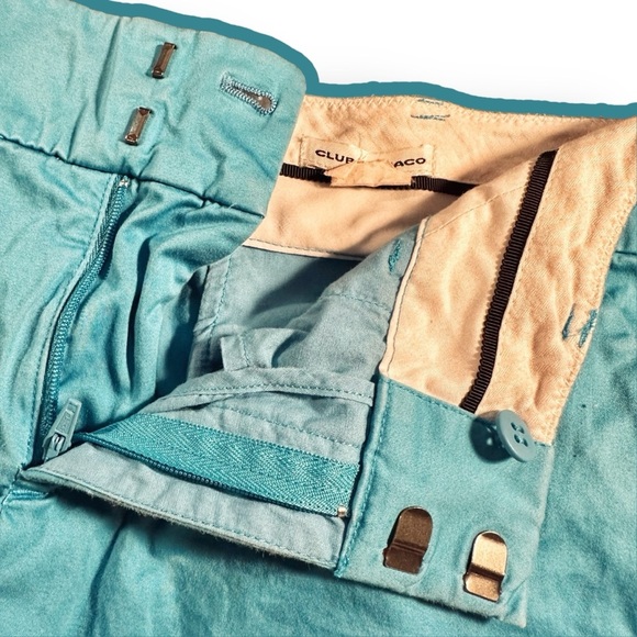 Club Monaco Turquoise Blue Rolled Cuff Chino Shorts Size 4 - Picture 3 of 9